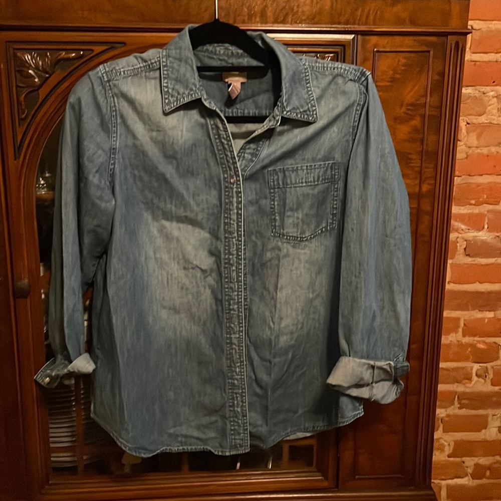 Chicos button down denim shirt size 2